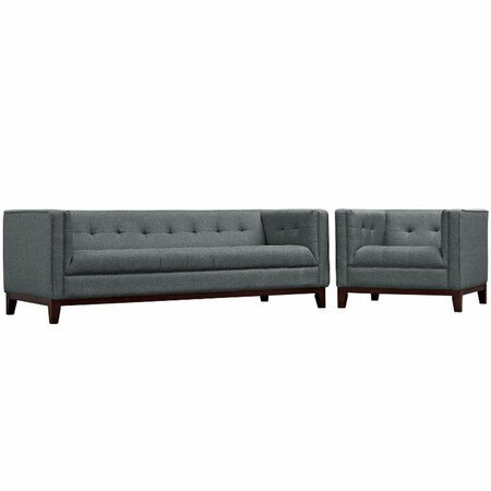 MODWAY FURNITURE Serve Living Room Sofa Set, Gray - Set of 2 EEI-2464-GRY-SET